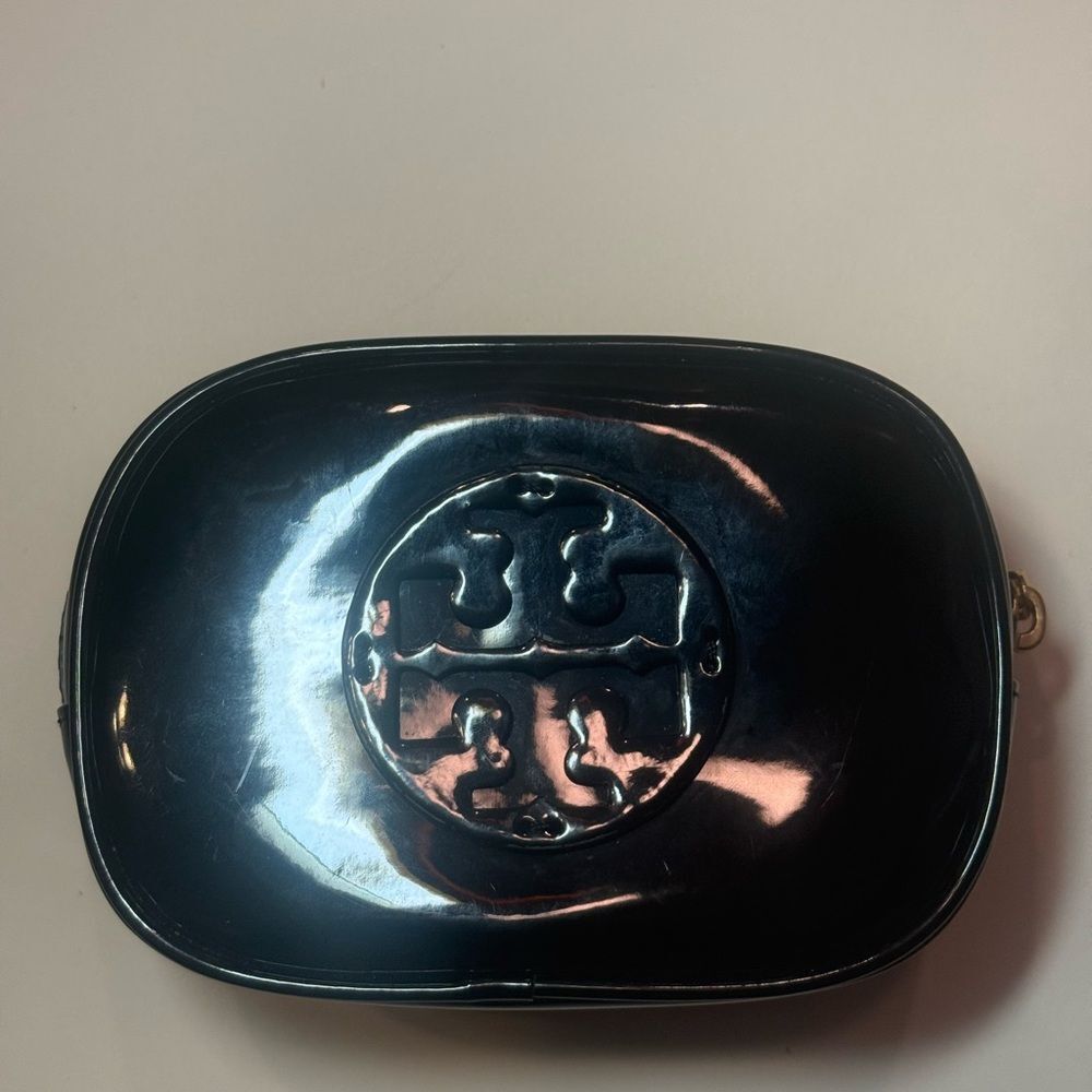 Tory Burch Black Patent Leather Cosmetic/small Clutch bag. Gently used